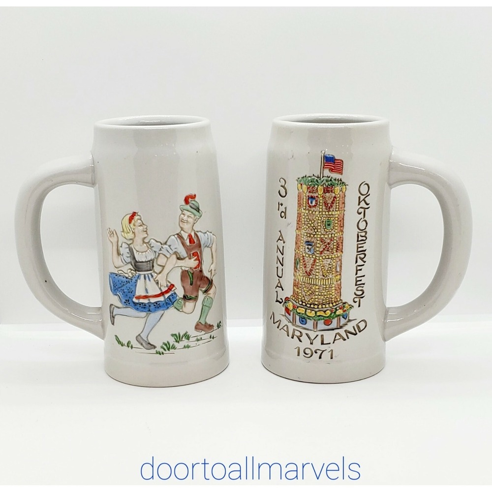 Ceramarte Beer Stein 1971 Oktoberfest Maryland 3rd Annual Set Rio Negrinho